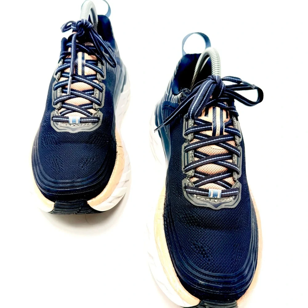 Hoka Women's Navy and Peach Athletic Running Shoes